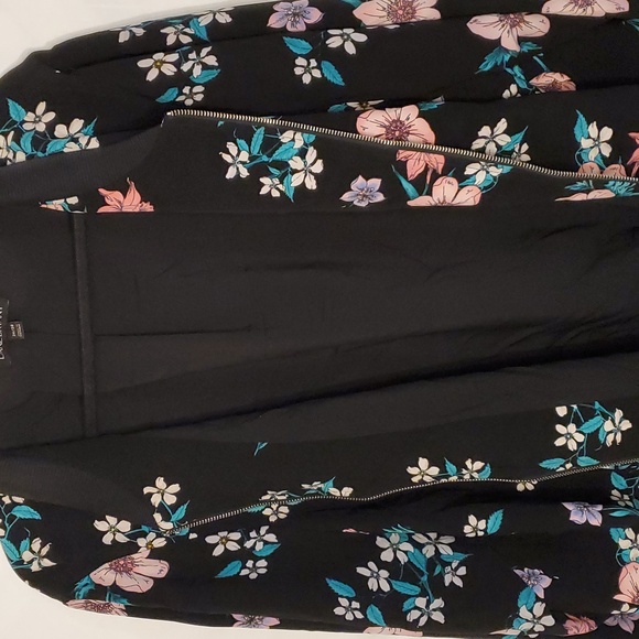 Lane Bryant Jacket Floral Bomber Style Lined Black Pink Flowers Plus Size 26/28 - Picture 7 of 7
